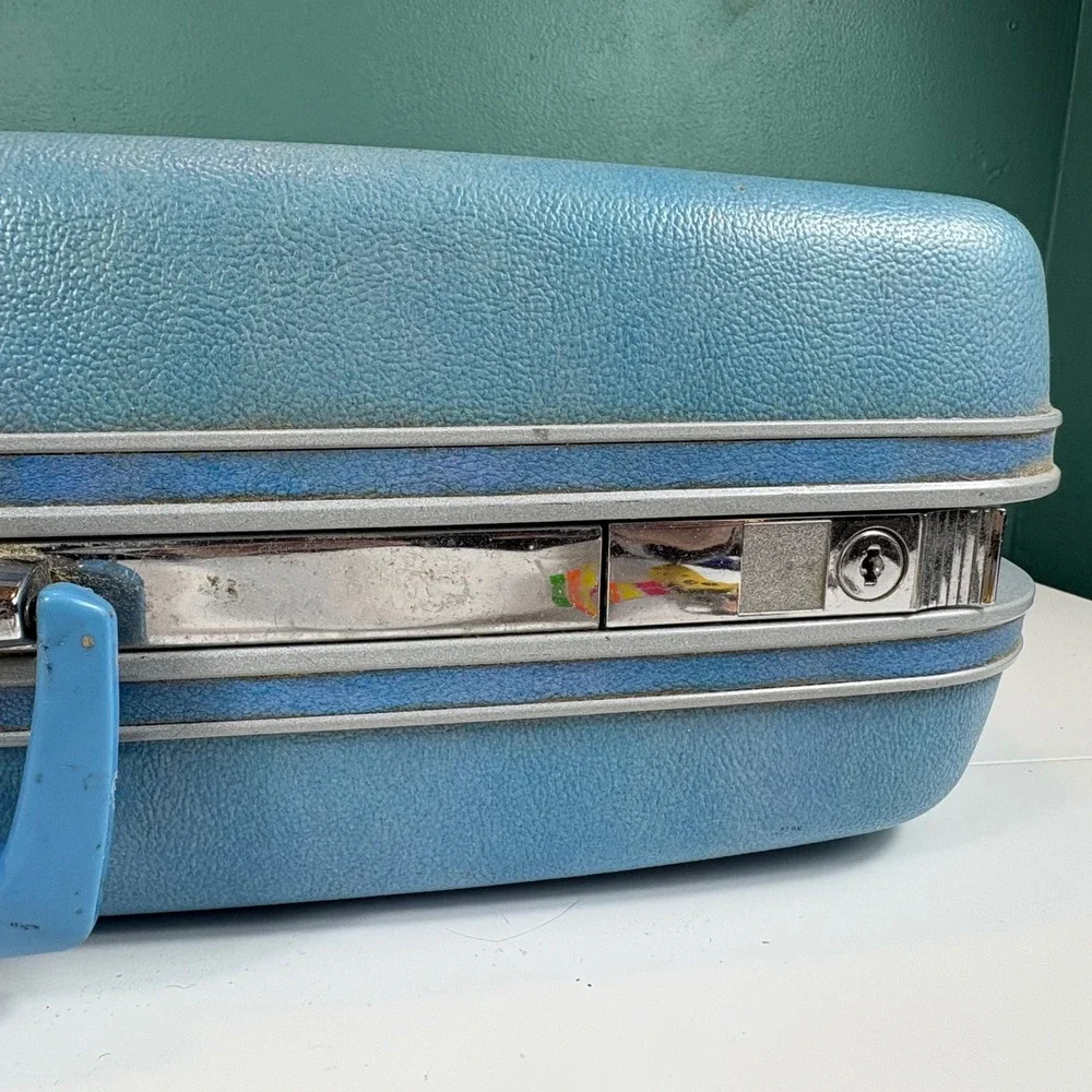 Vintage Samsonite Silhouette John Deere Blue Train Case‎ Suitcase USA